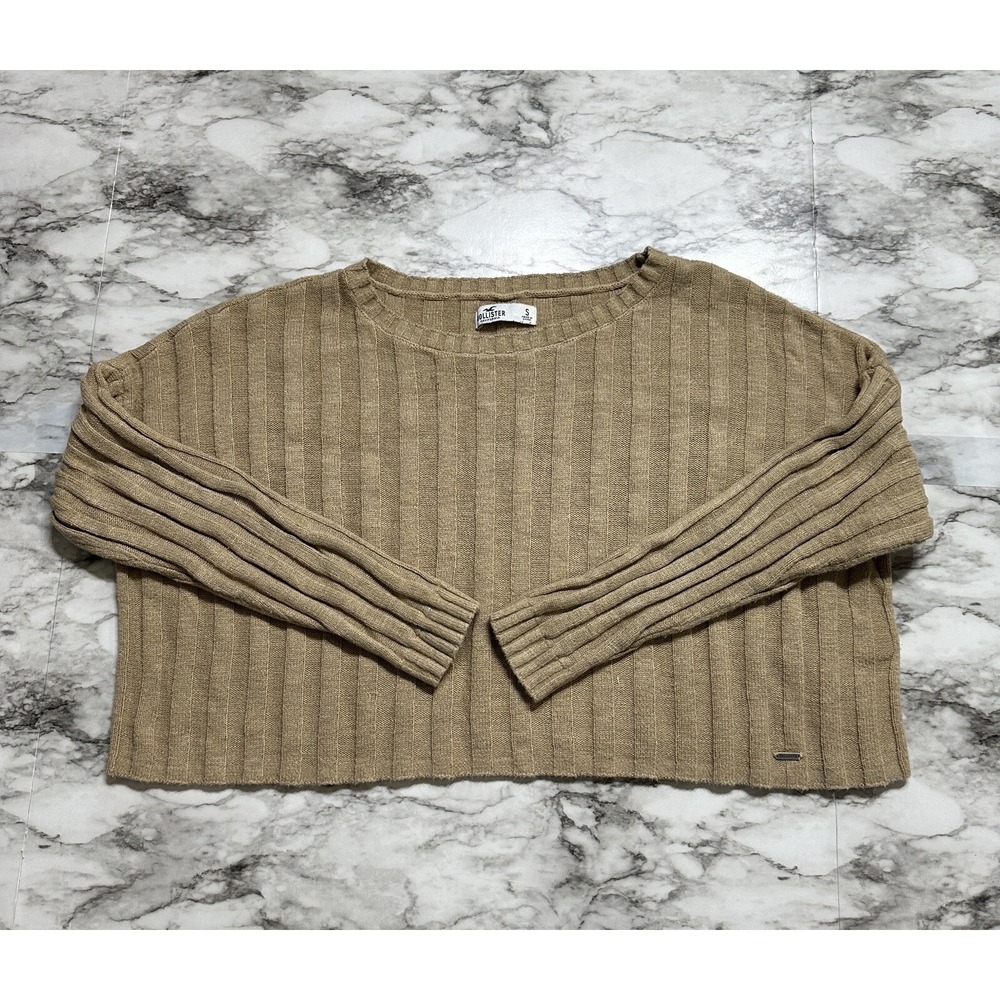 Hollister California Women's Sweatshirt Size S Short Cable Knit Oversized‎